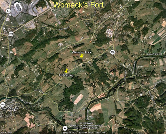 Womack Fort site near Bluff City, TN